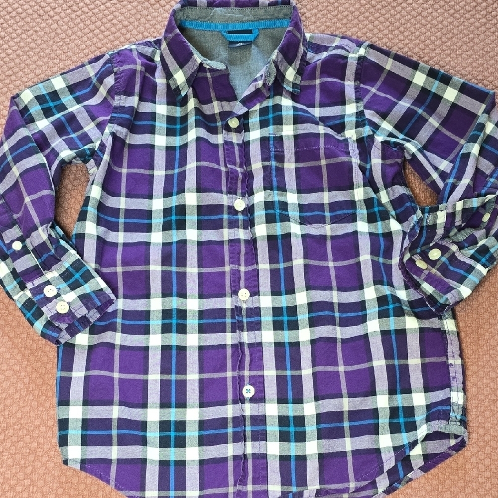GAP Kids Plaid Purple Kids Shirt